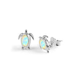 Turtle Stud Earrings in Silver & Ethiopian Opal