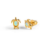 Turtle Stud Earrings in Silver & Ethiopian Opal