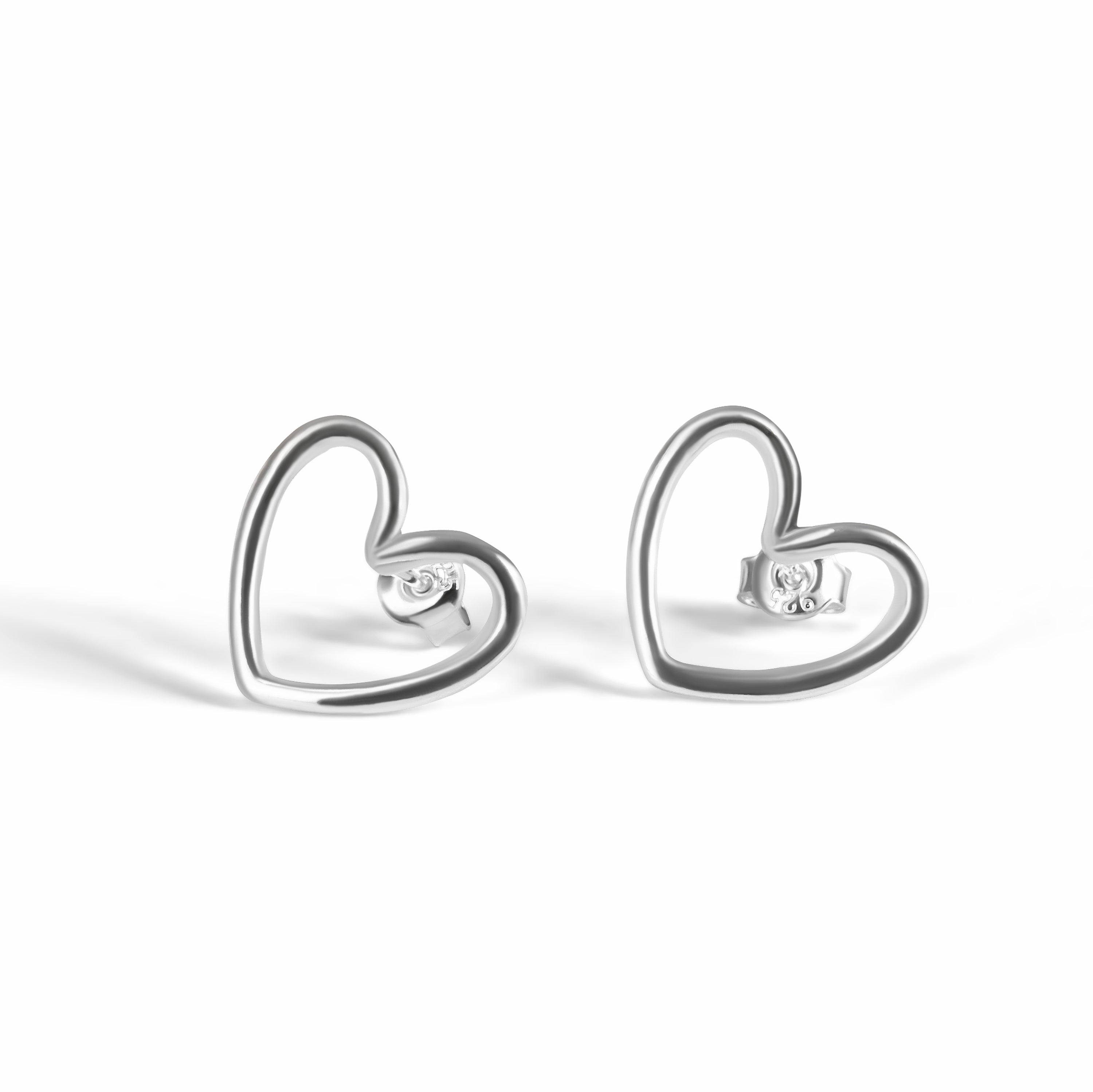 Open Heart Earrings in Sterling Silver with 24ct Gold