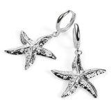 Large Starfish Hoop Earrings in Sterling Silver with 24ct Gold
