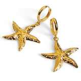 Large Starfish Hoop Earrings in Sterling Silver with 24ct Gold