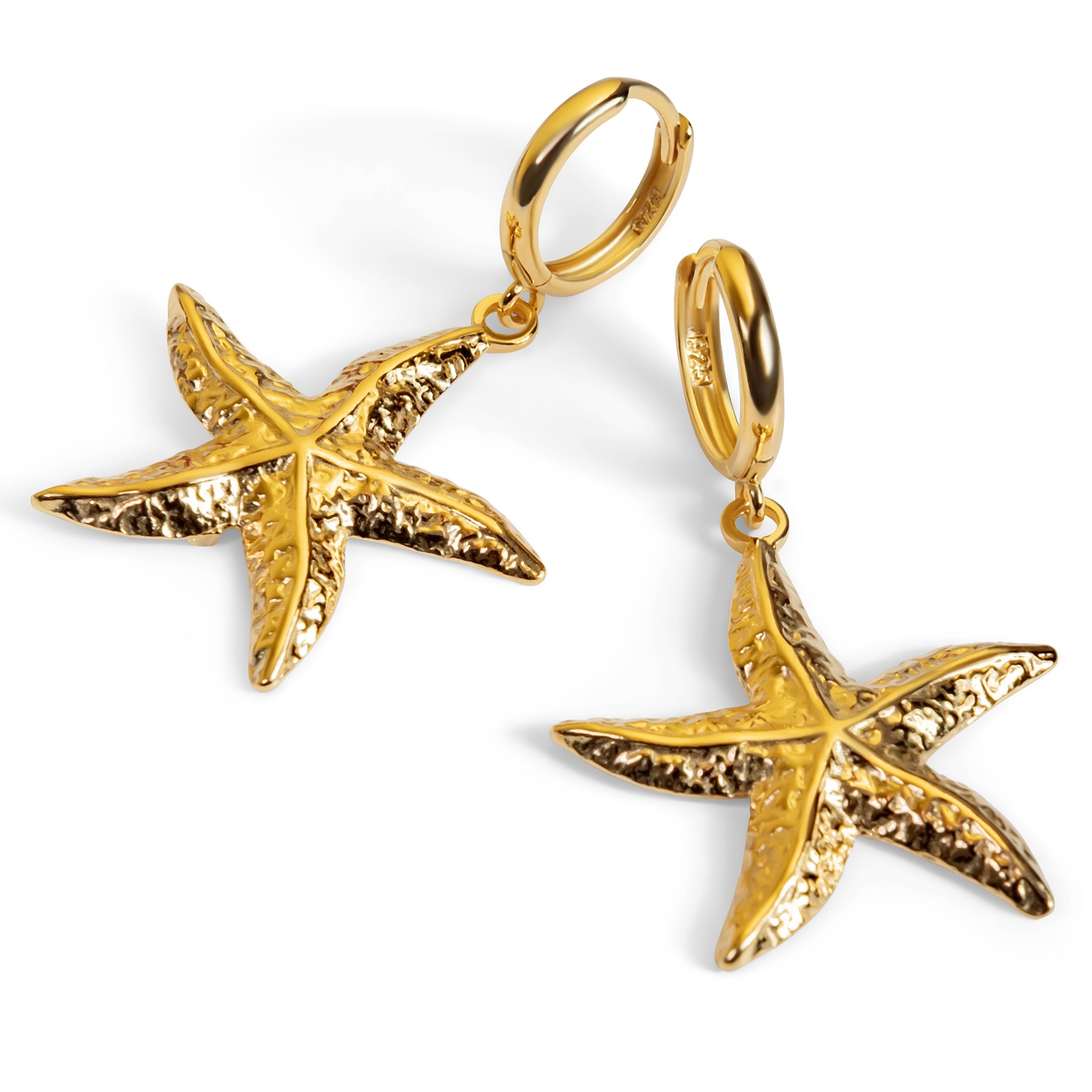 Large Starfish Hoop Earrings in Sterling Silver