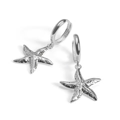 Starfish Hoop Earrings in Sterling Silver
