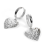 Textured Heart Hoop Earrings Sterling Silver with 24ct Gold