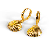 Sea Shell Hoop Earrings in Sterling Silver with 24ct Gold & Pearl