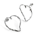 Oversized Open Heart Earrings in Sterling Silver