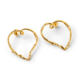 Oversized Open Heart Earrings in Sterling Silver with 24ct Gold