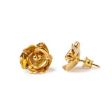 Open Rose Stud Earrings in Silver with 24ct Gold