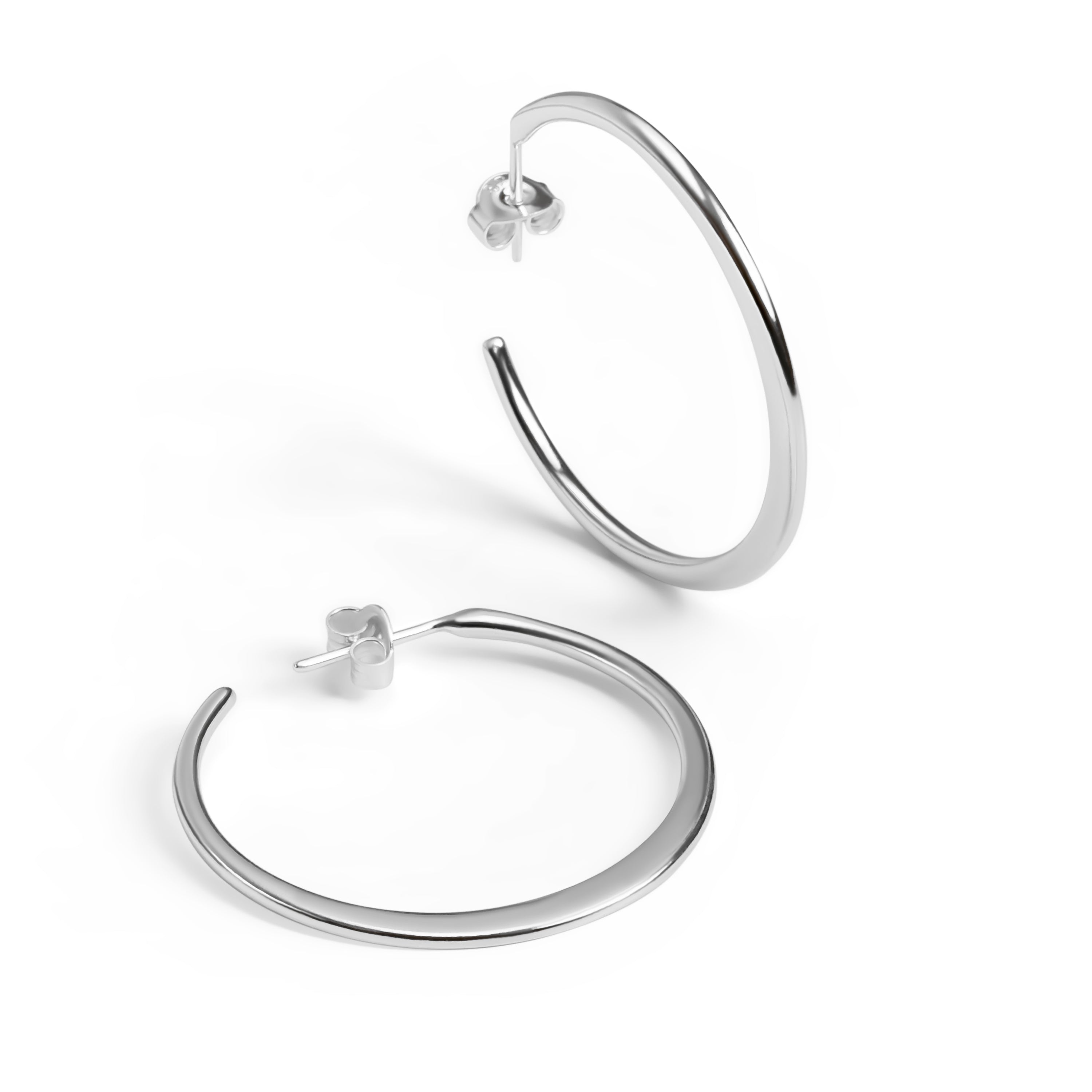 Simple Solid Hoop Earrings in Sterling Silver with 24ct Gold
