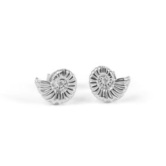 Miniature Ammonite Stud Earrings in Sterling Silver