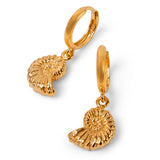 Ammonite Fossil Hoop Earrings in Sterling Silver with 24ct Gold