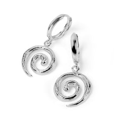 90s Swirl Hoop Earrings in Sterling Silver