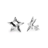 Textured Star Stud Earrings in Sterling Silver