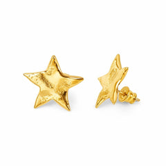 Textured Star Stud Earrings in Silver & 24ct Gold