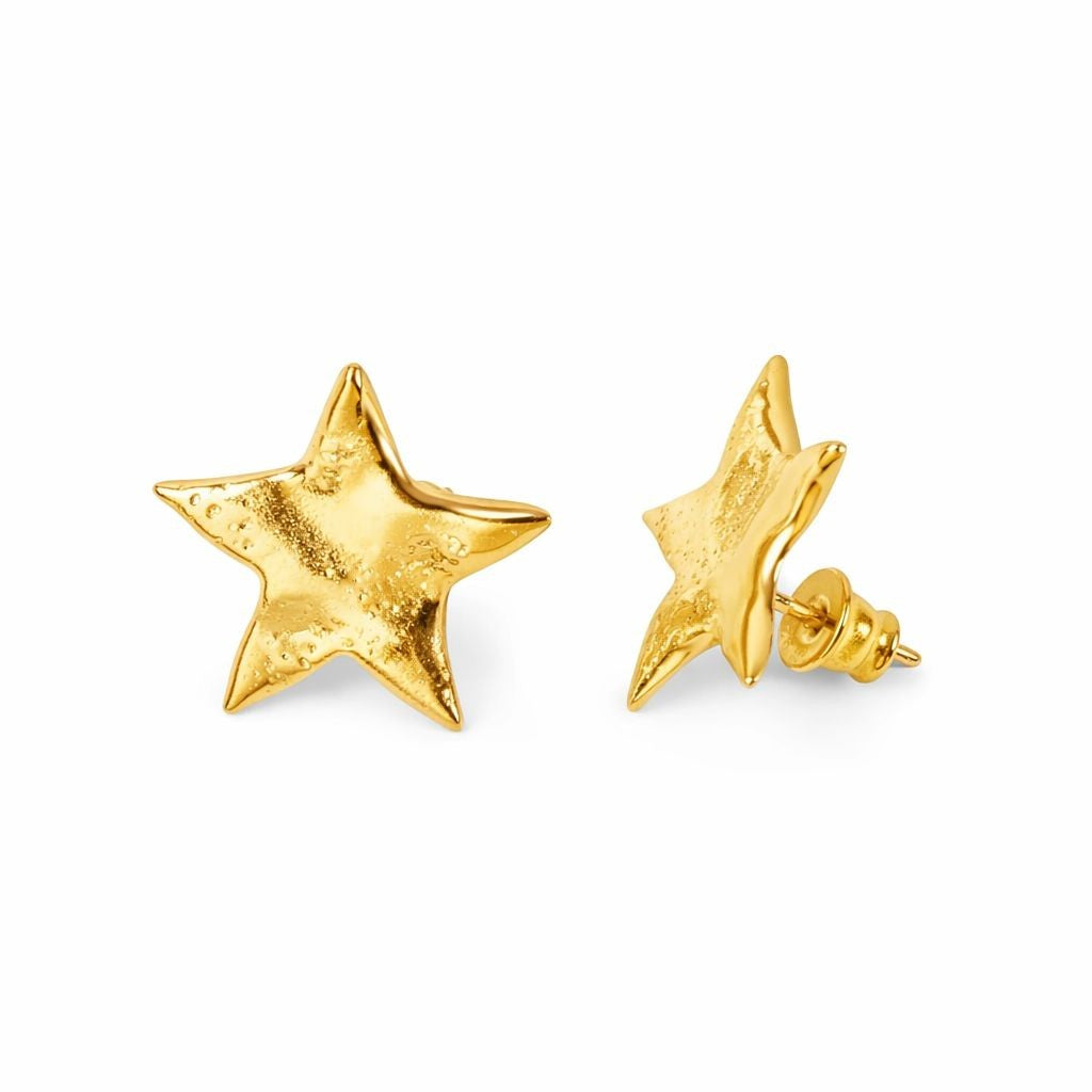 Textured Star Stud Earrings in Sterling Silver