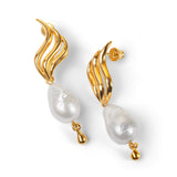 Baroque Pearl Drop Earrings in Silver with 24ct Gold