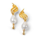 Baroque Pearl Drop Earrings in Silver with 24ct Gold