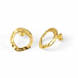 Open Circle Hammered Stud Earrings in Sterling Silver