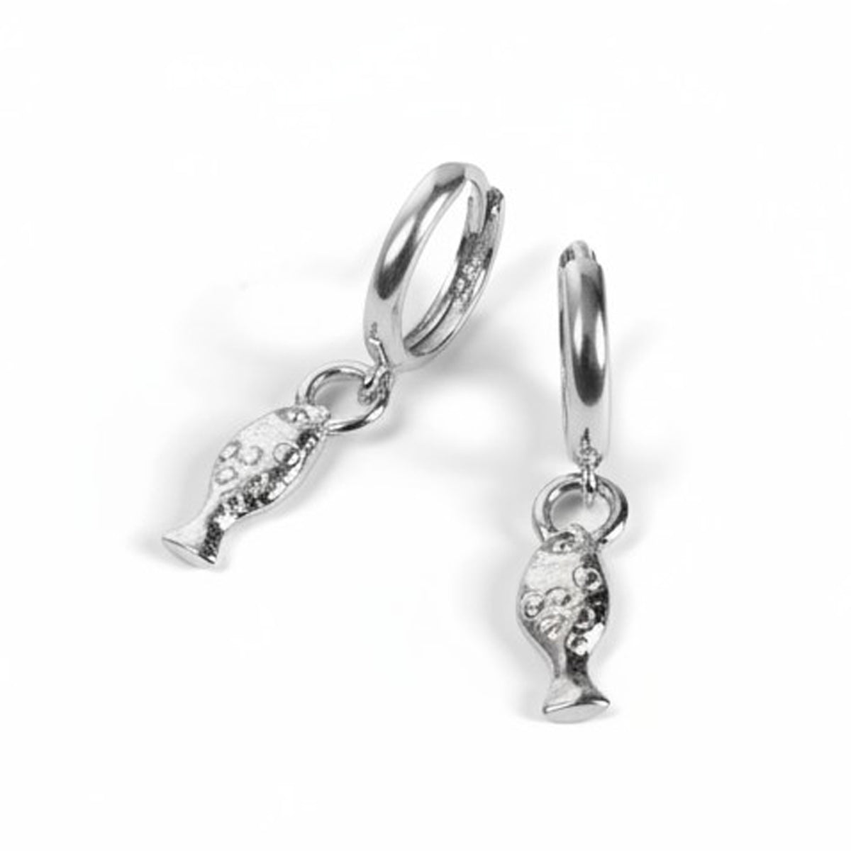 Slender Fish Hoop Earrings in Silver with 24ct Gold