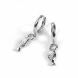 Slender Fish Hoop Earrings in Silver with 24ct Gold