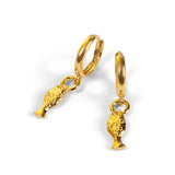 Slender Fish Hoop Earrings in Silver with 24ct Gold