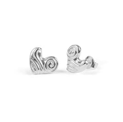 Fancy Heart Stud Earrings in Sterling Silver