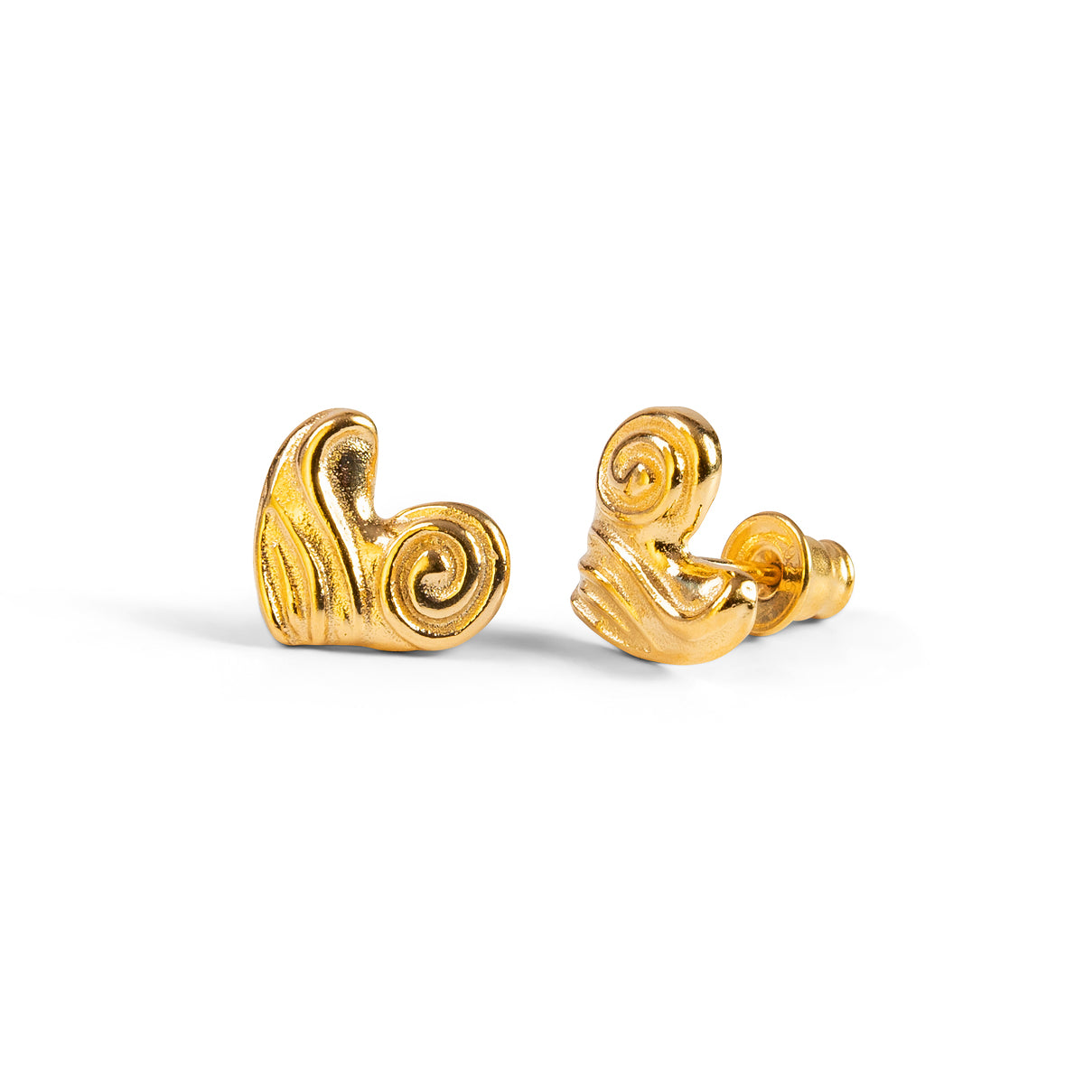 Fancy Heart Stud Earrings in Sterling Silver