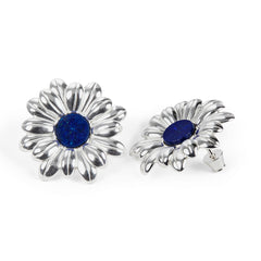 Marguerite Daisy Stud Earrings in Silver and Lapis Lazuli