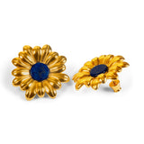 Marguerite Daisy Stud Earrings in Silver and Lapis Lazuli