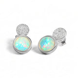 Double Circle Stud Earrings in Silver with 24ct Gold and Ethiopian Opal