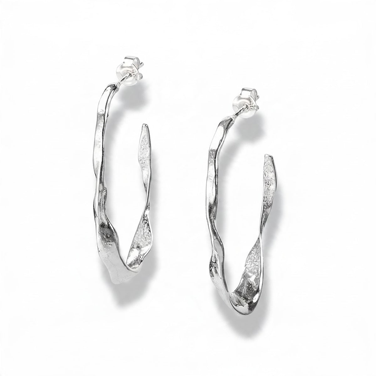Twisted Organic Open Hoop Earrings in 24ct Gold
