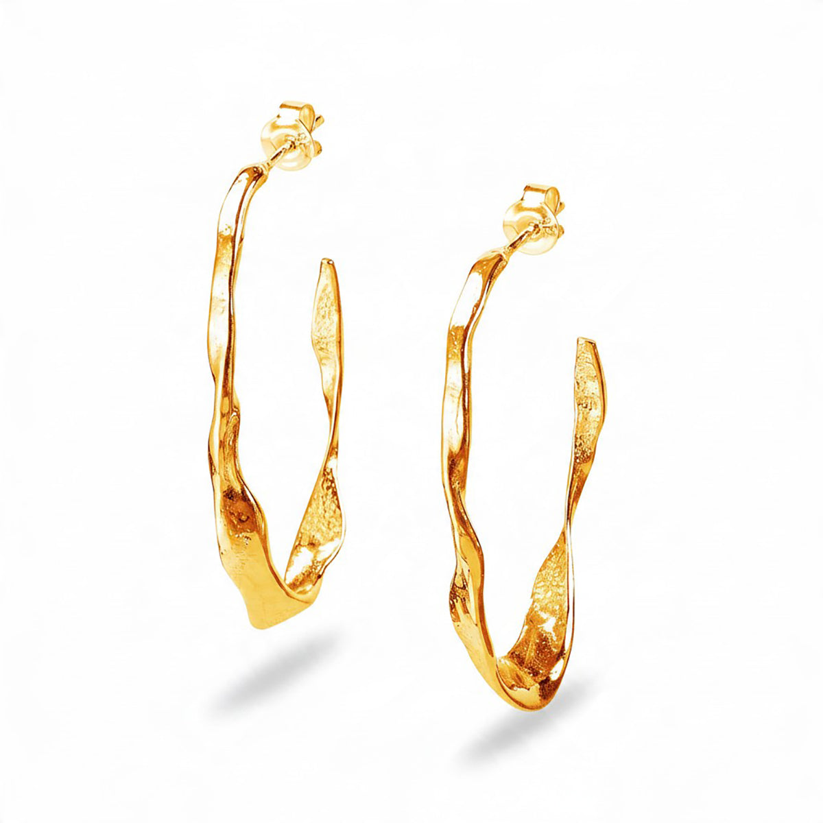 Twisted Organic Open Hoop Earrings in Sterling Silver