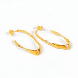 Twisted Organic Open Hoop Earrings in 24ct Gold