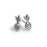 Miniature Pineapple Stud Earrings in Silver with 24ct Gold