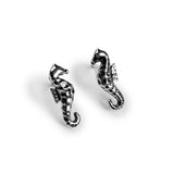 Miniature Seahorse Stud Earrings in Silver with 24ct Gold