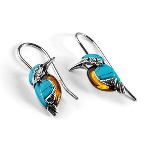 Miniature Kingfisher Necklace & Hook Earrings Set