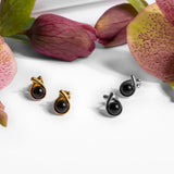 Sealed With A Kiss Stud Earrings in Silver with 24ct Gold & Black Onyx