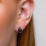 Sealed With A Kiss Stud Earrings in Silver and Black Onyx