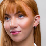 Sealed With A Kiss Stud Earrings in Silver and Black Onyx