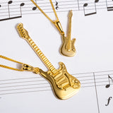 Large Electric Guitar Necklace in Silver with 24ct Gold