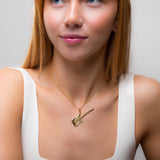 Large Electric Guitar Necklace in Silver with 24ct Gold