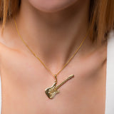 Large Electric Guitar Necklace in Silver with 24ct Gold