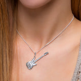 Large Electric Guitar Necklace in Silver