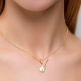 Small Electric Guitar Necklace in Silver with 24ct Gold