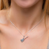Small Electric Guitar Necklace in Silver