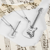 Small Electric Guitar Necklace in Silver