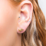 Miniature Elephant Stud Earrings in Silver with 24ct Gold