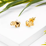 Miniature Elephant Stud Earrings in Silver with 24ct Gold