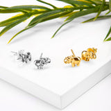 Miniature Elephant Stud Earrings in Silver with 24ct Gold