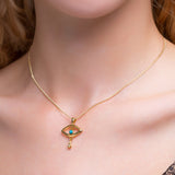 Evil Eye Necklace in Silver with 24ct Gold & Turquoise